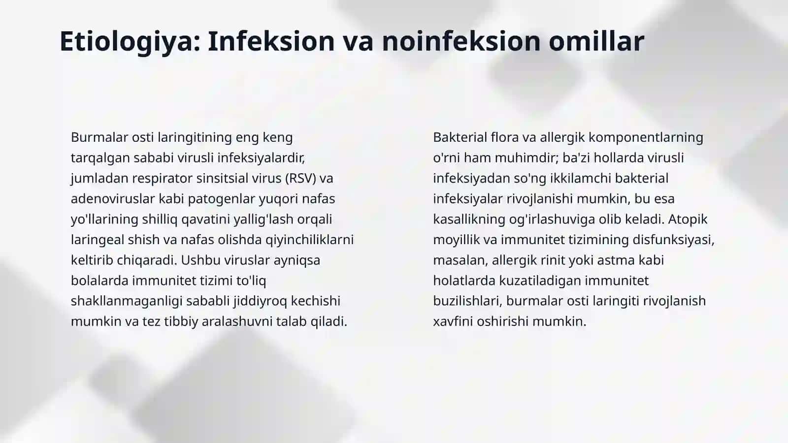 Burmalar osti laringiti. Bolalarda kechish xususiyatlari 4