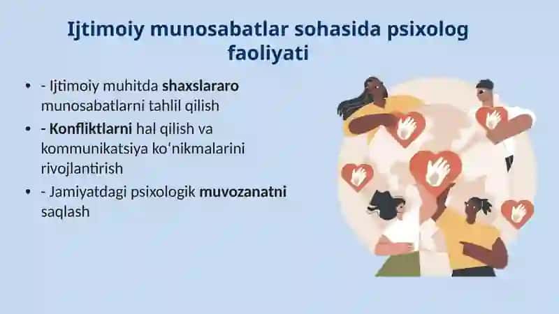 Psixolog faoliyatining ko‘rinishlari va sohalari 4