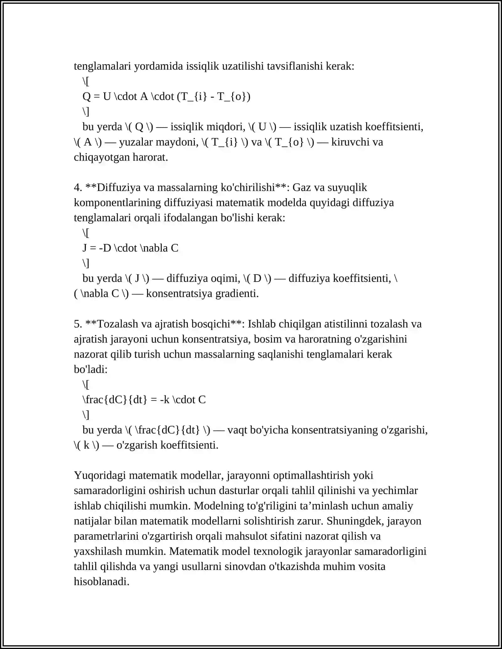 ATISTILIN ISHLAB CHIQARISHNI MATEMATIK MODELLASHTIRISHNI TUZISH 4