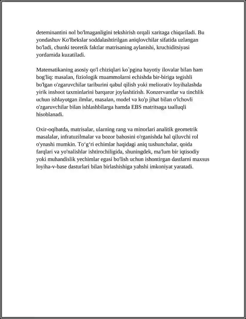 MATRISA RANGINI MINORLAR ORQALI TOPISH USULLARI 4