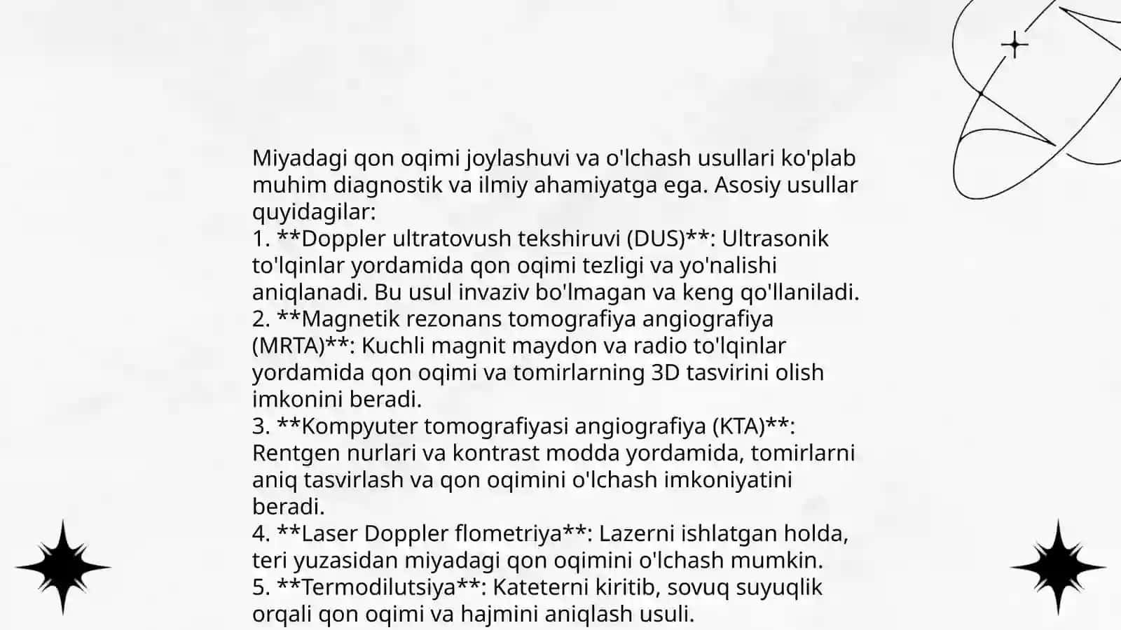 Miyadagi qon oqimi joylashuvini o'lchash 4