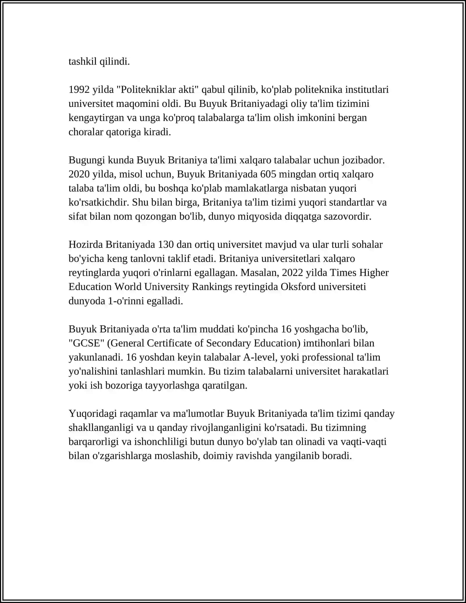 Buyuk Britaniyada ta'lim tizimining tarixi 4