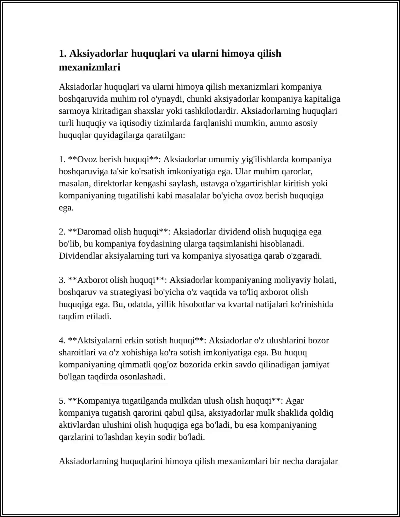 KORPORATIV MUNOSABATLAR ISHTROKCHILARI HUQUQ VA QONUN MANFAATLARINI HIMOYA QILISH 4