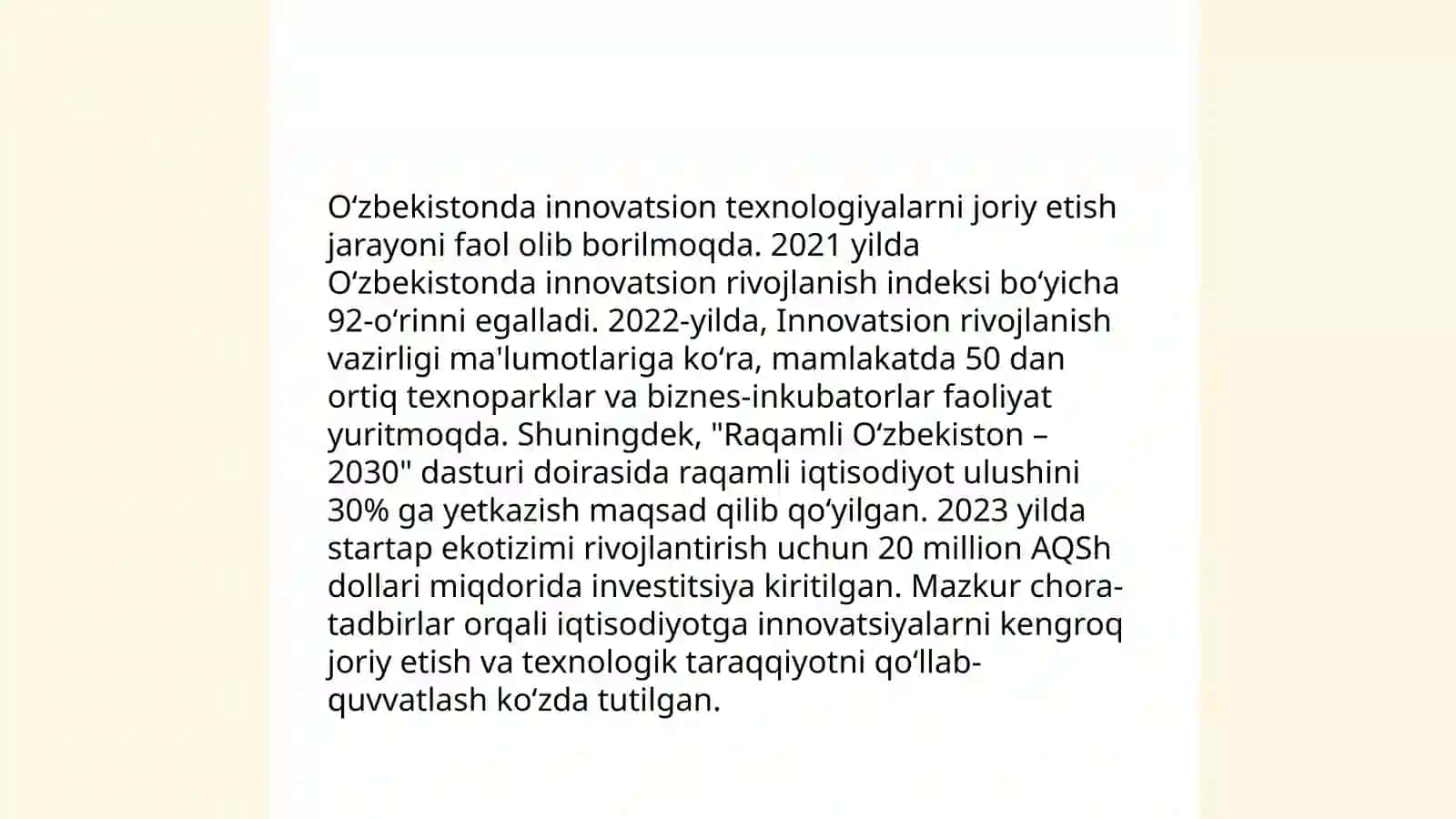 Òzbekistonda ijtimoiy- iqtisodiy sohalarni innovatsion rivojlantirish va raqamlashtirish odimlari 4