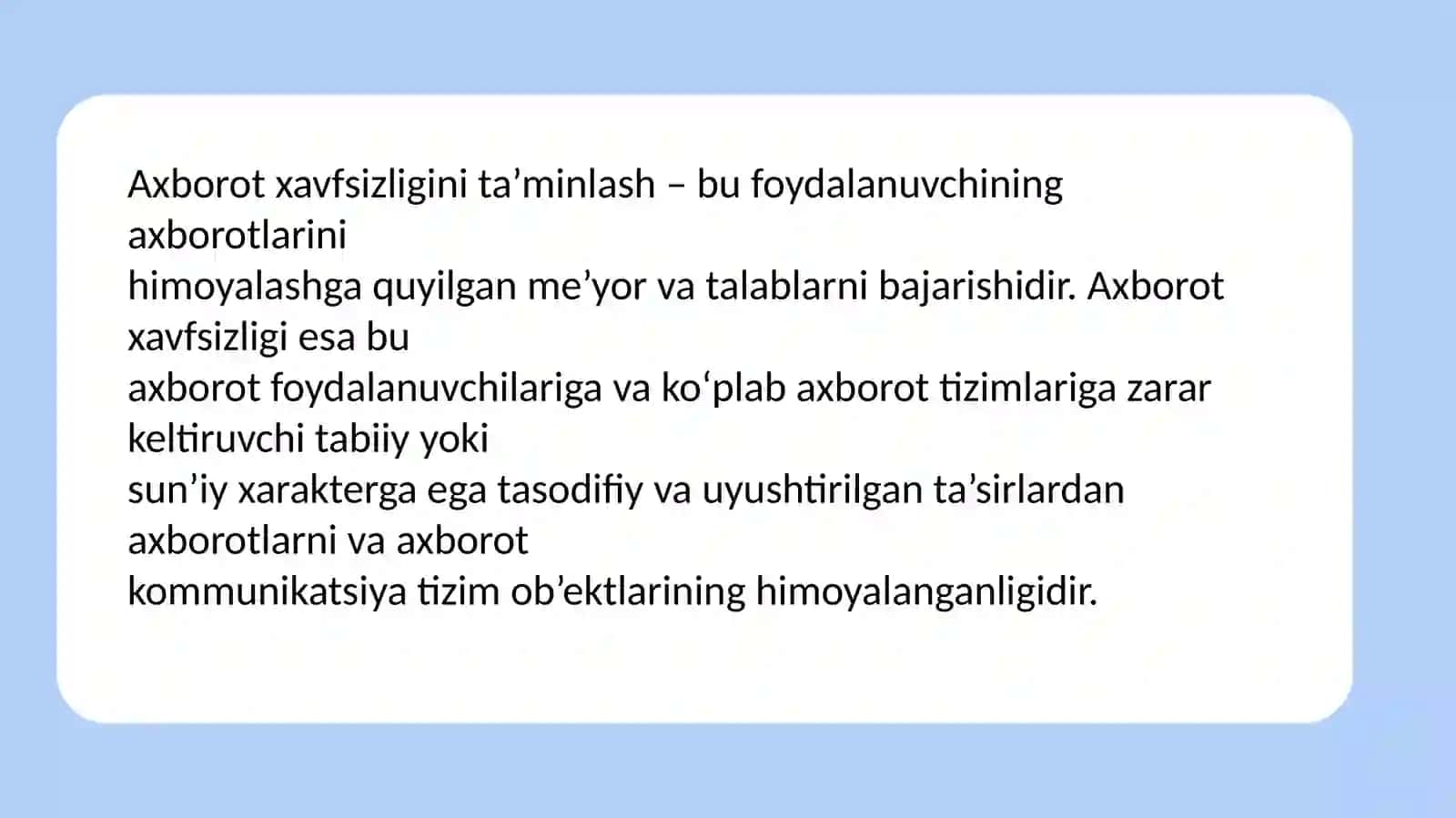 O‘zbekistonda axborot xavfszligining manaviy va huquqiy asoslari 4