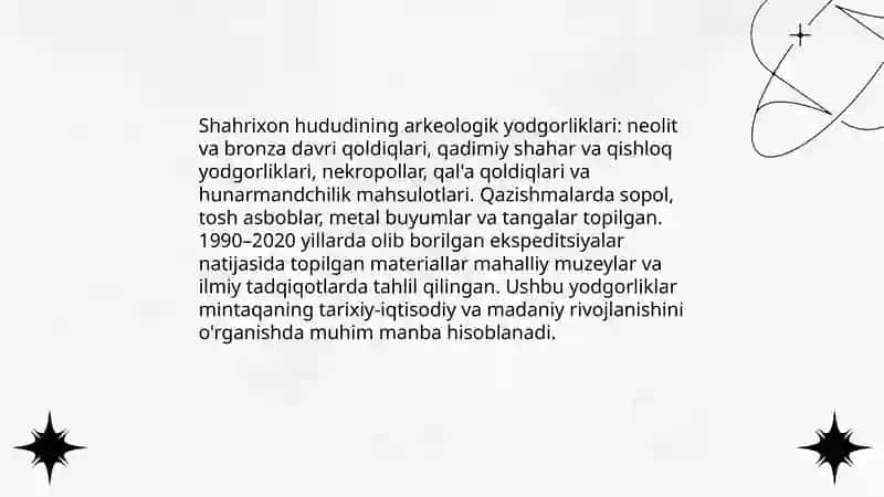 Shahrixon tumani tarixi va diqqatga sazovor joylari 4