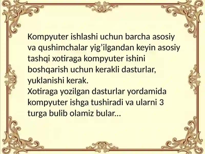 OPERASION TIZIMLAR, ULARNING TURLARI 4