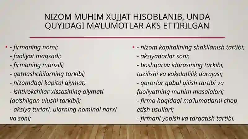 Firmavauning asosiy tashkiliy qismlari 4