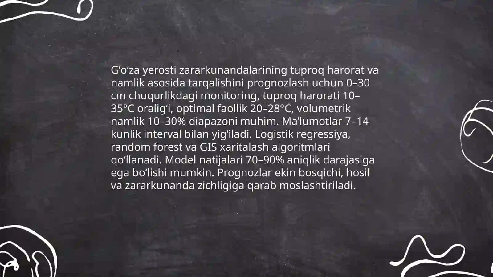 Gʻoʻzaning yerustki va yerosti zararkunandalarining tarqalishini bashorat qilish 4