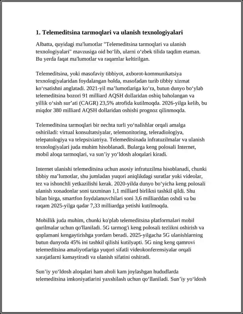 TELEMEDITSINA INFRATUZILMASI VA TIZIMLARI 4