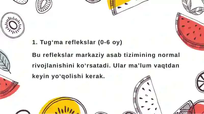 Bolada reflektor reaksiyalarining rivojlanishini baholash 4