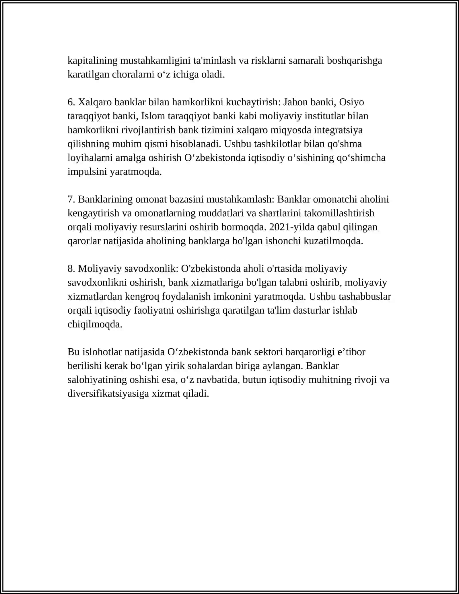 OʻZBEKISTONDA PUL- KREDIT TIZIMI SOHASIDAGI ISLOHOTLAR 4