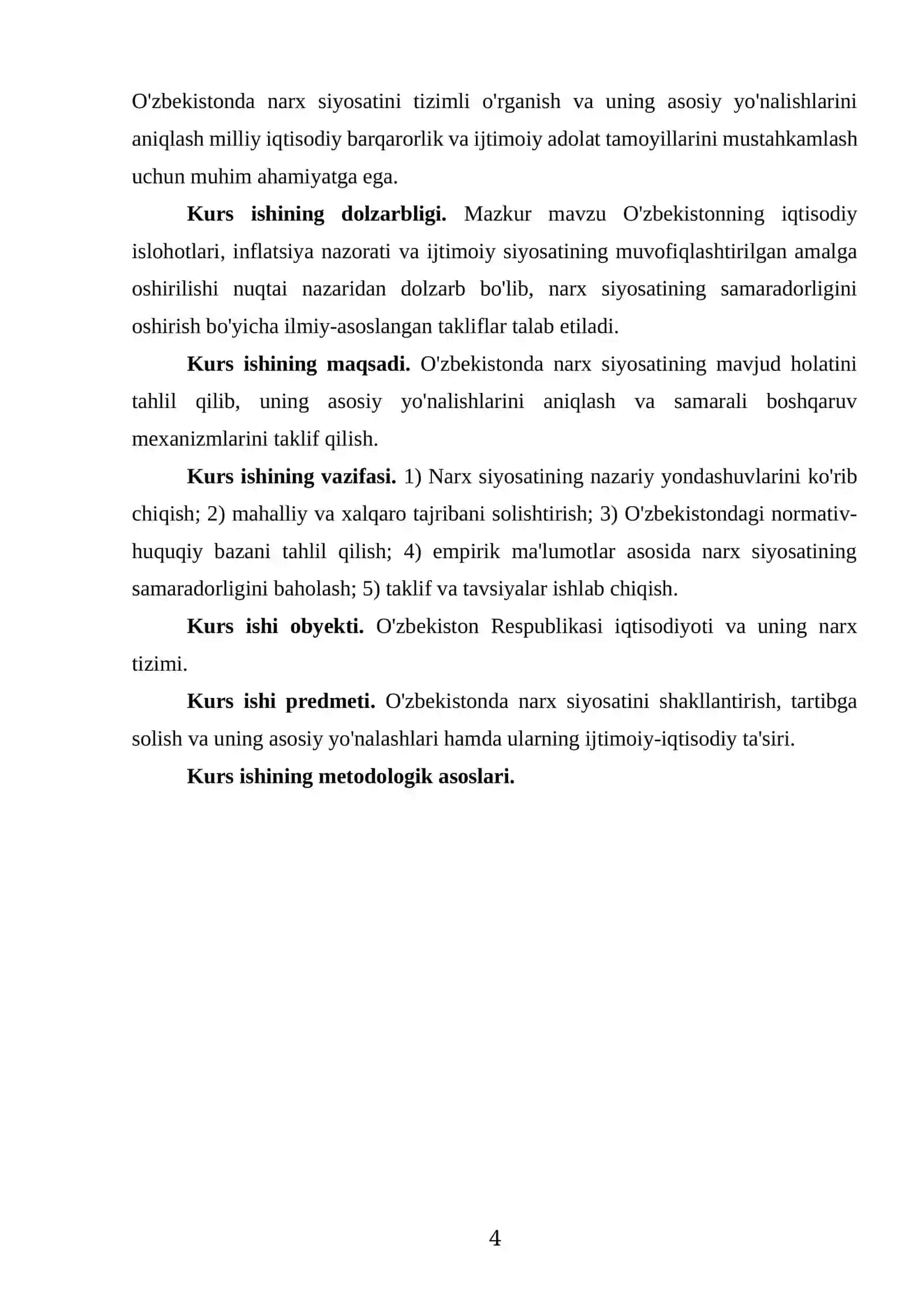 O'ZBEKISTONDA NARX SIYOSATI VA UNING ASOSIY YO'NALISHLARI 4