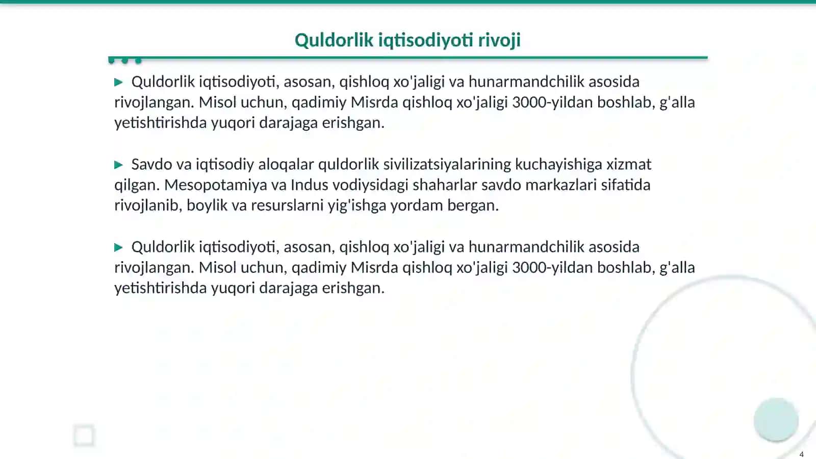 Quldorlik sivilizatsiyalarining jahon tarixida tutgan oʻrni 4