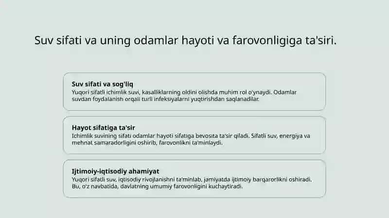 Ichimlik suvining sifatini yaxshilashdagi asosiy usullar. 4