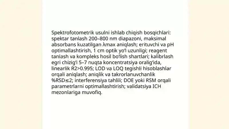 Alkaloidiami spektrofotometrik usullarda sifat va miqdorini aniqlash 4