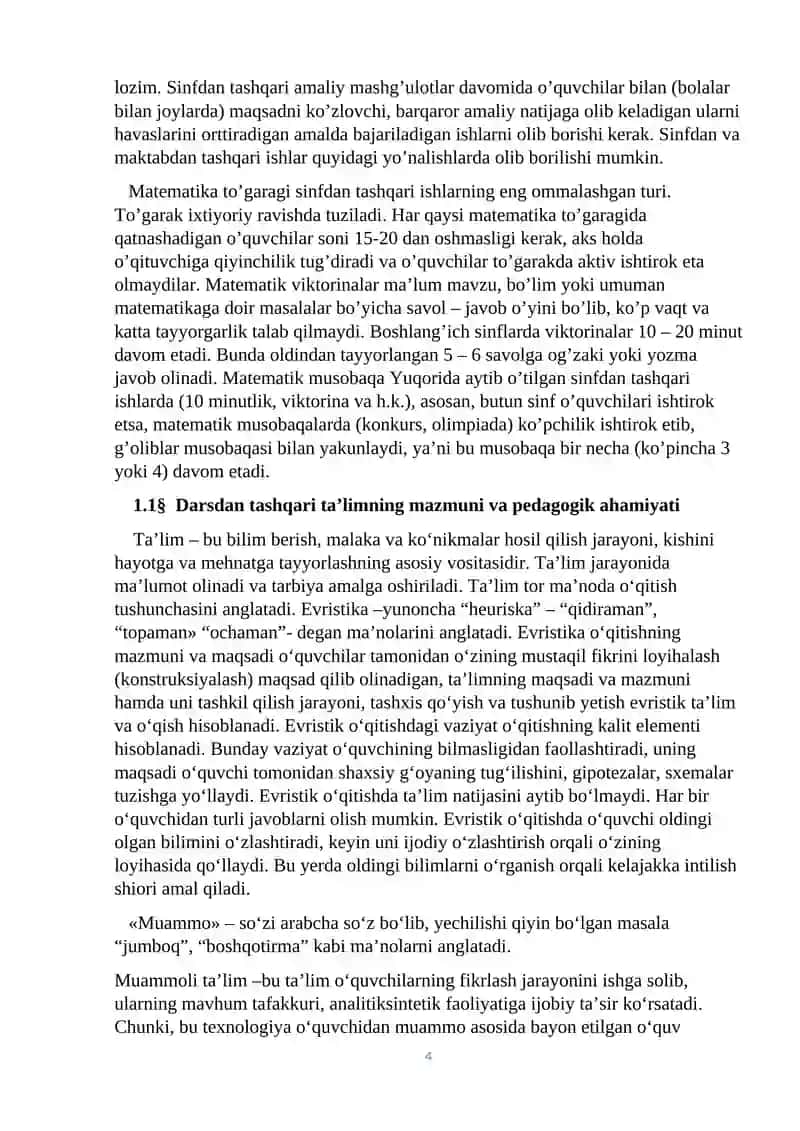 Matematik to’garaklar tashkil etishning metodik asoslari va adabiyotlar tahlili 4