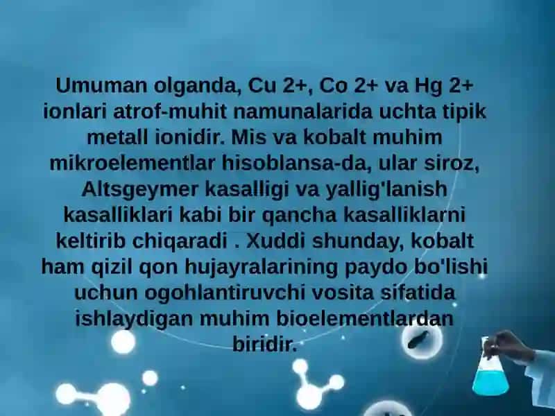 Co*²kationining tibbiyotda qo'llanilishi va dori vositalari tarkibida sifat va miqdorini aniqlash 4