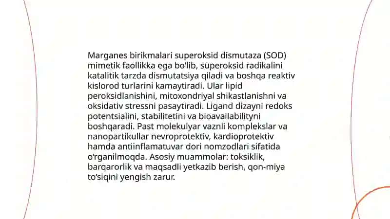 Marganes va uning birikmalarining farmatsevtikadagi ahamiyati 4