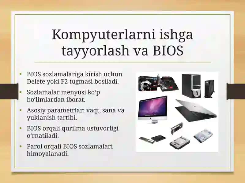 Kompyuterlarni ishga tayyorlash va BIOS va texnika xavfsizligi. 4