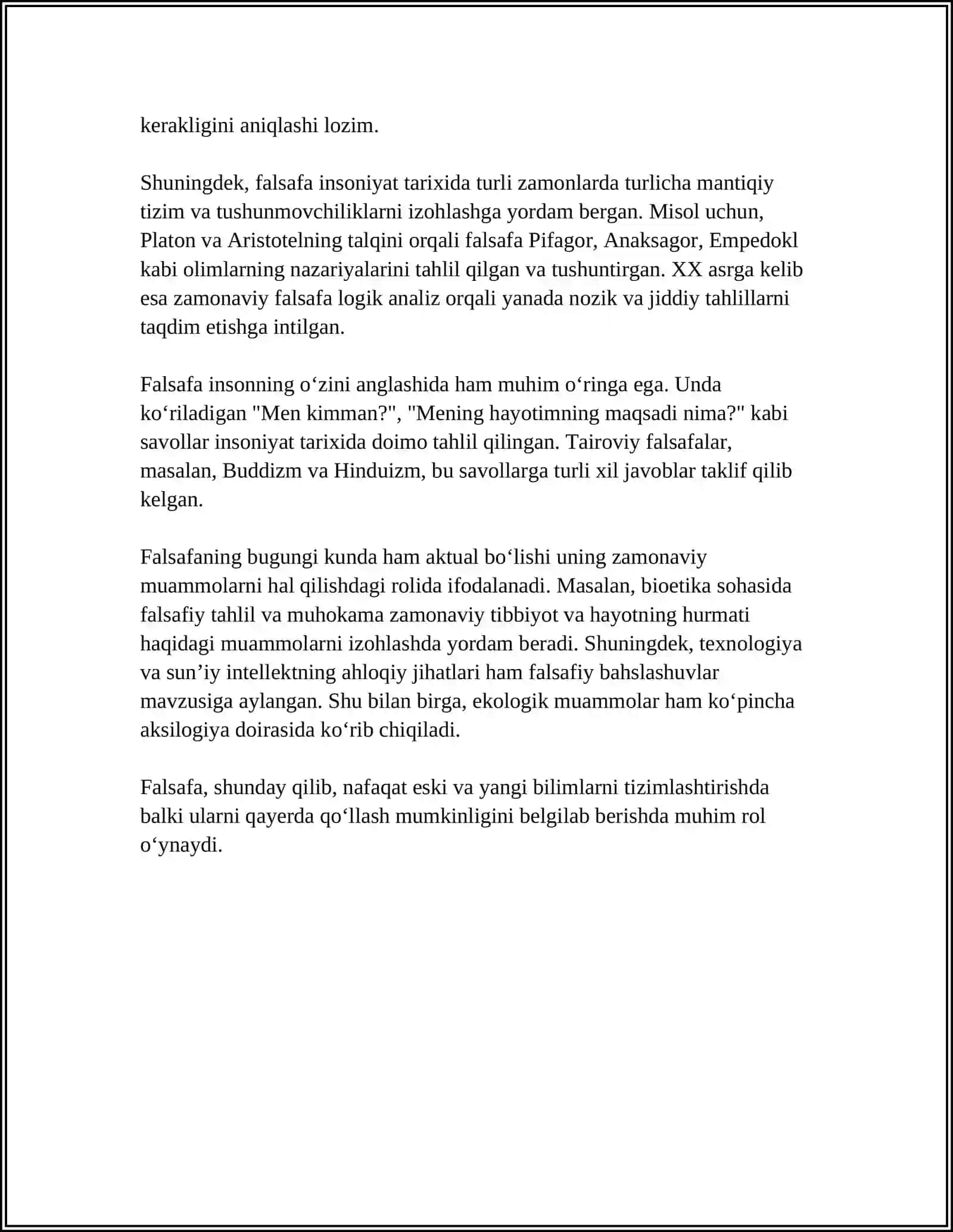 FALSAFANING PREDMETI VAZIFALARI VA JAMIYATDAGI OʻRNI 4