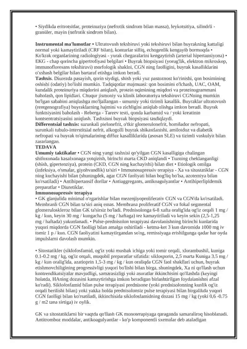 Glomerulonefrit - Bu Nima, Alomatlar Va Davolash 4