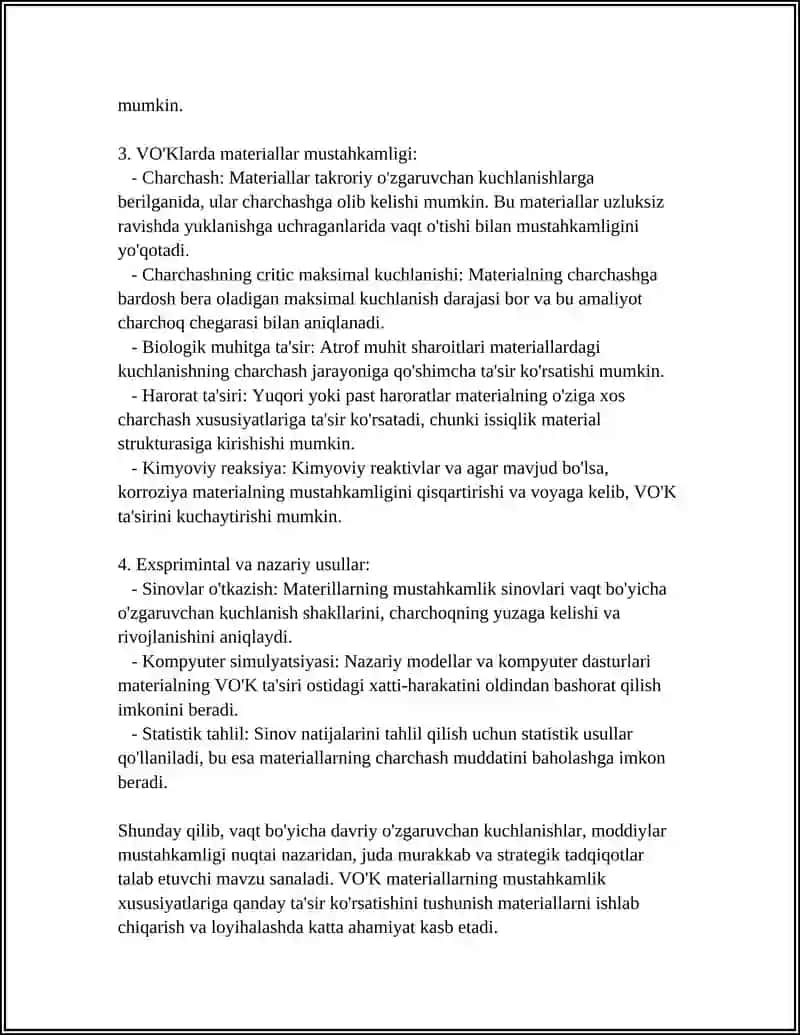 VAQT BO'YICHA DAVRIY O'ZGARUVCHAN KUCHLANISHLARDA MATERIALLAR MUSTAXKAMLIGI 4