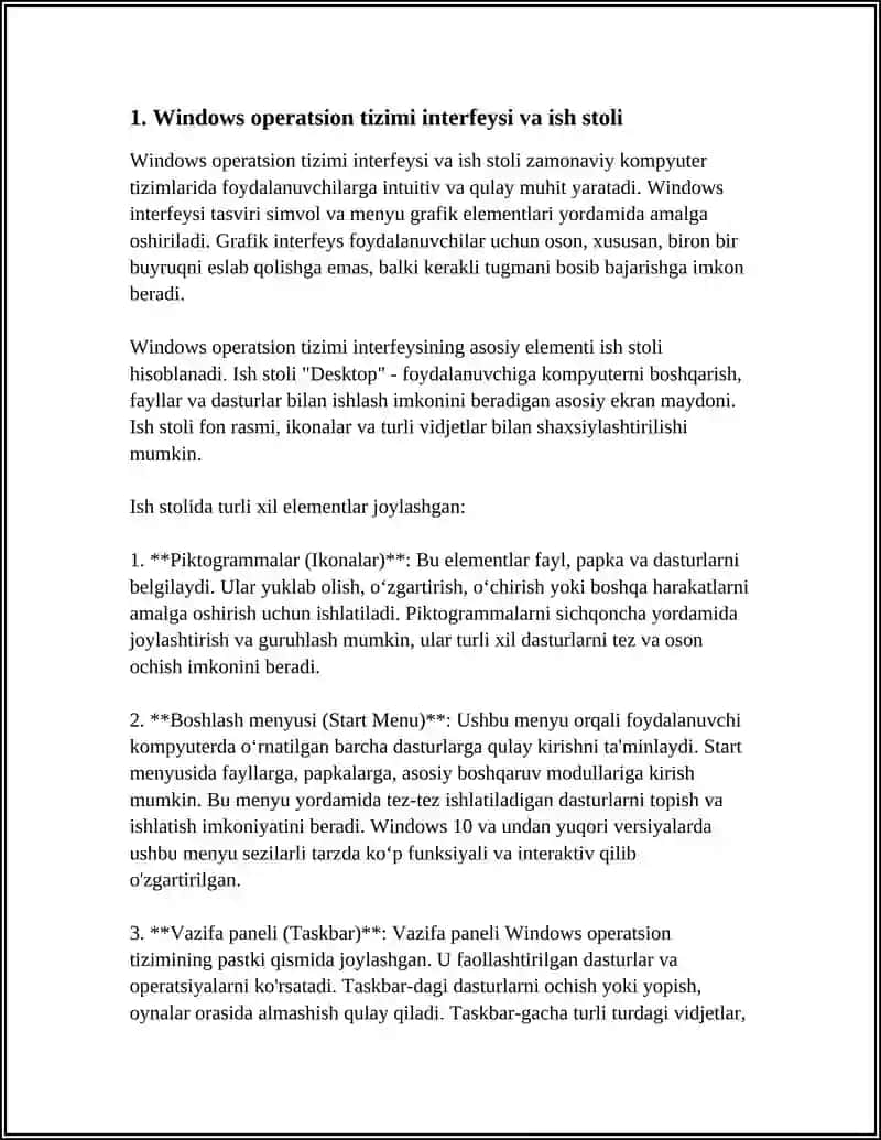 ZAMONAVIY WINDOWS OPERATION TIZIMI BILAN ISHLASH 4