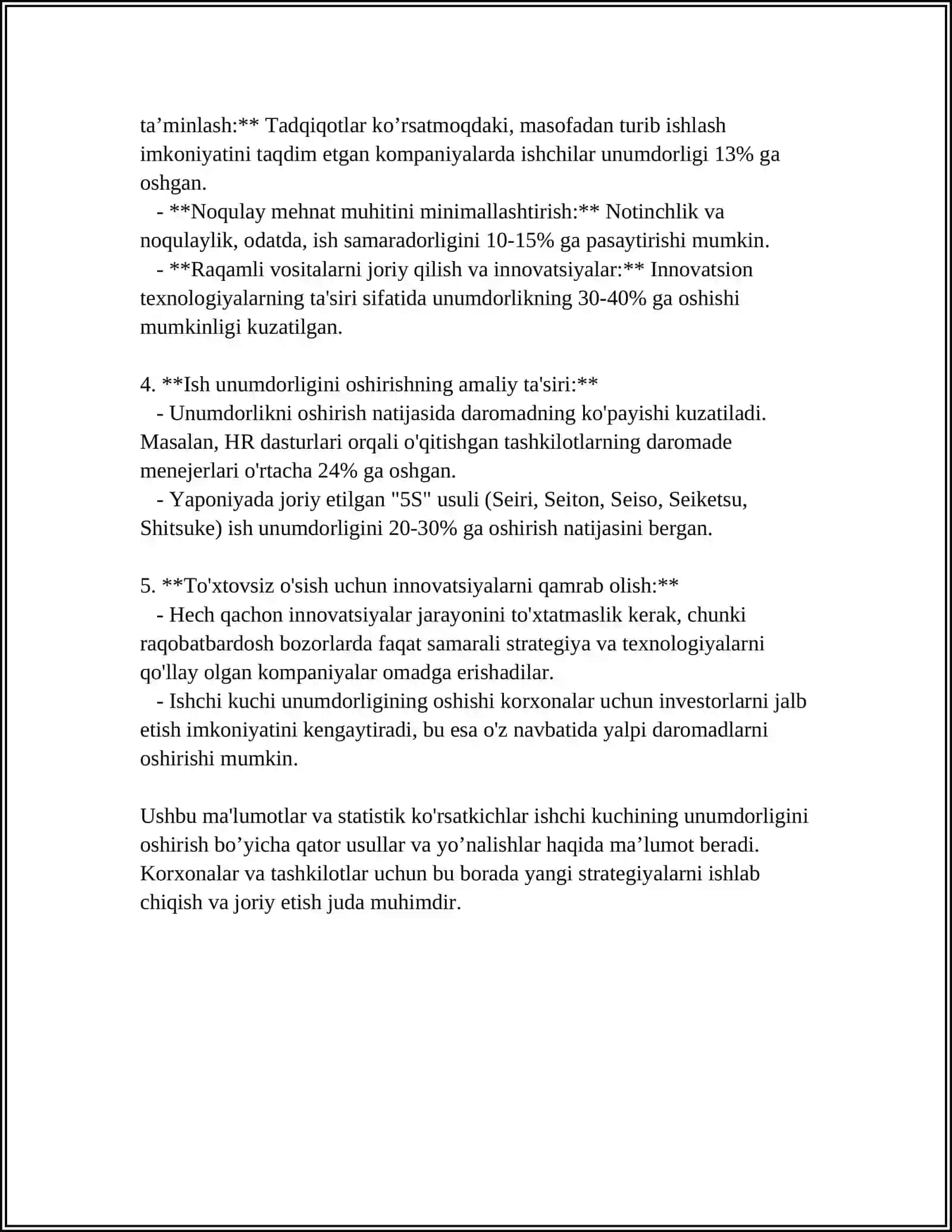 MEHNAT UNUMDORLIGI - IQTISODIY O'SISH OMILI SIFATIDA 4