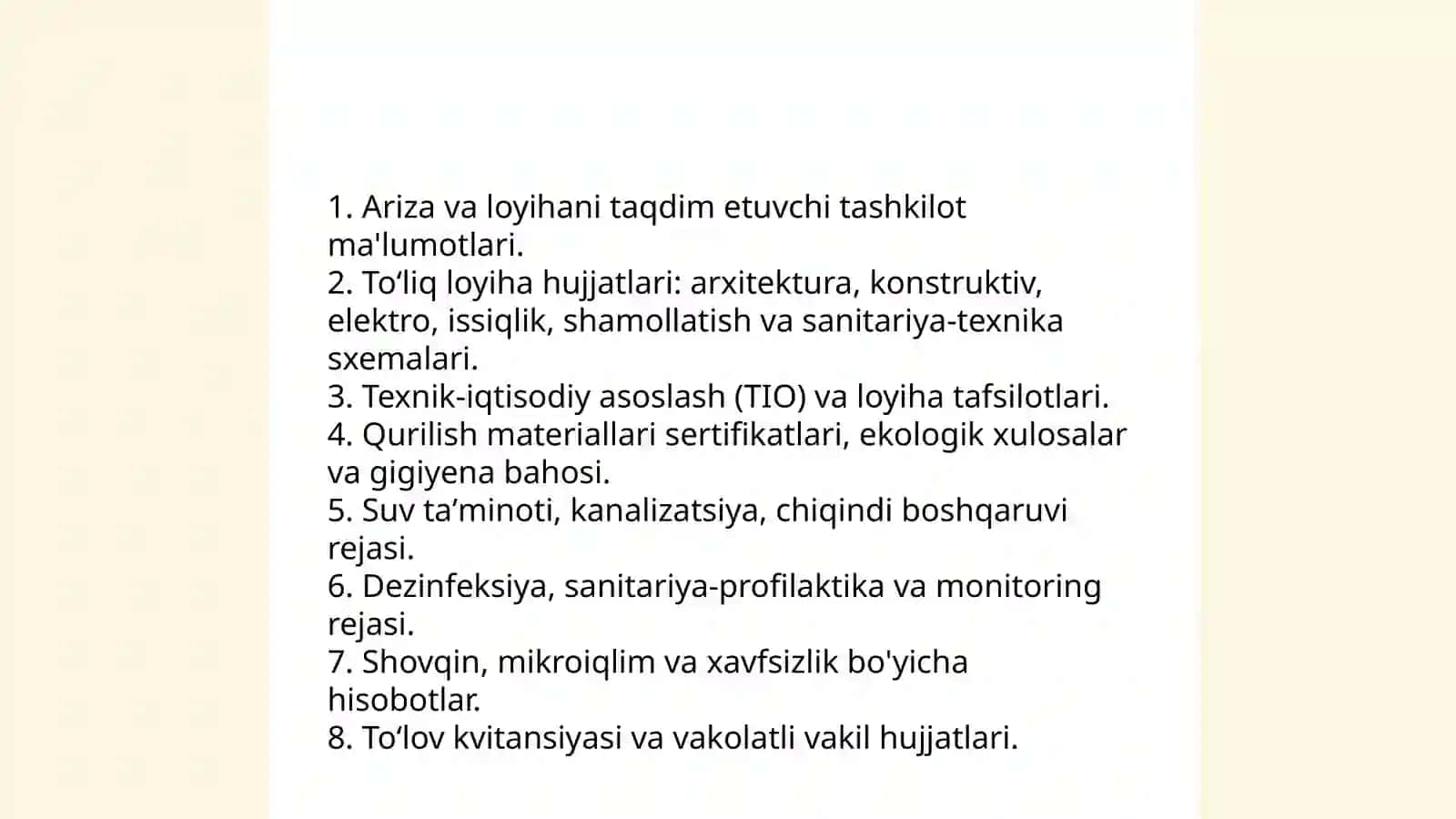Turar joy Va jamoat binolari loyihasini sanitar ekspertizadan otkazish bosqichlari 4