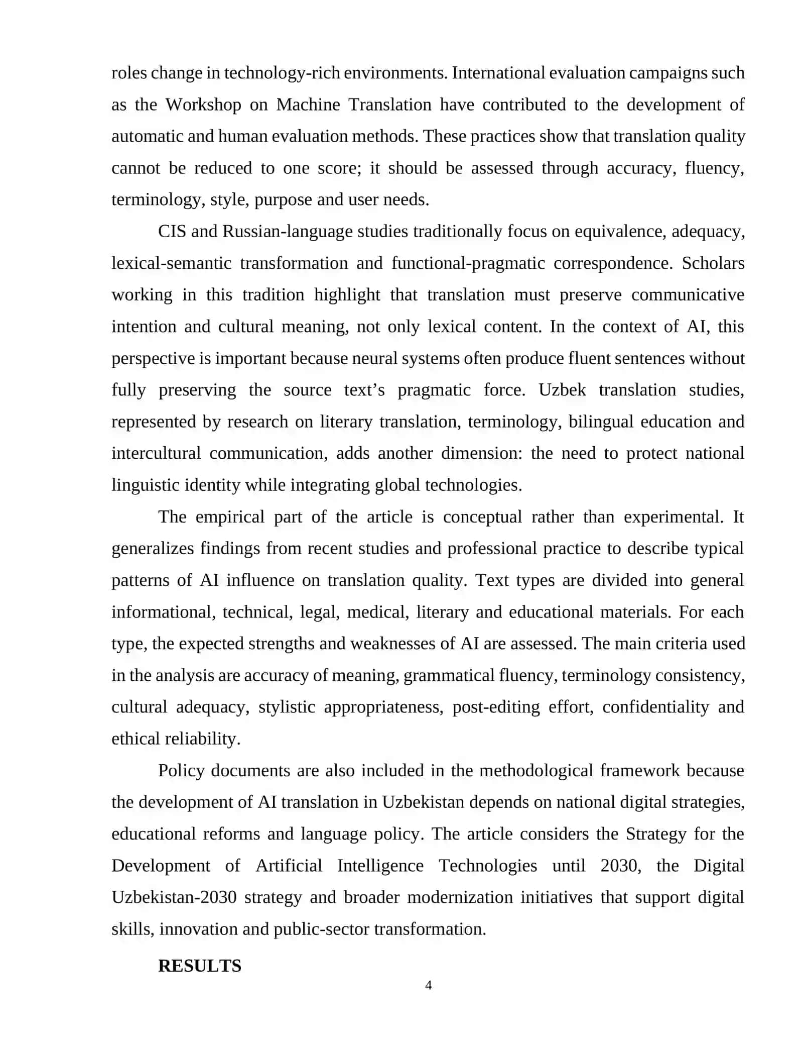 THE IMPACT OF AI TECHNOLOGIES ON TRANSLATION QUALITY 4