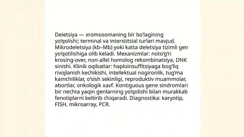 Xromosoma abberatsiyalari yoki qayta tuzilishlari 4
