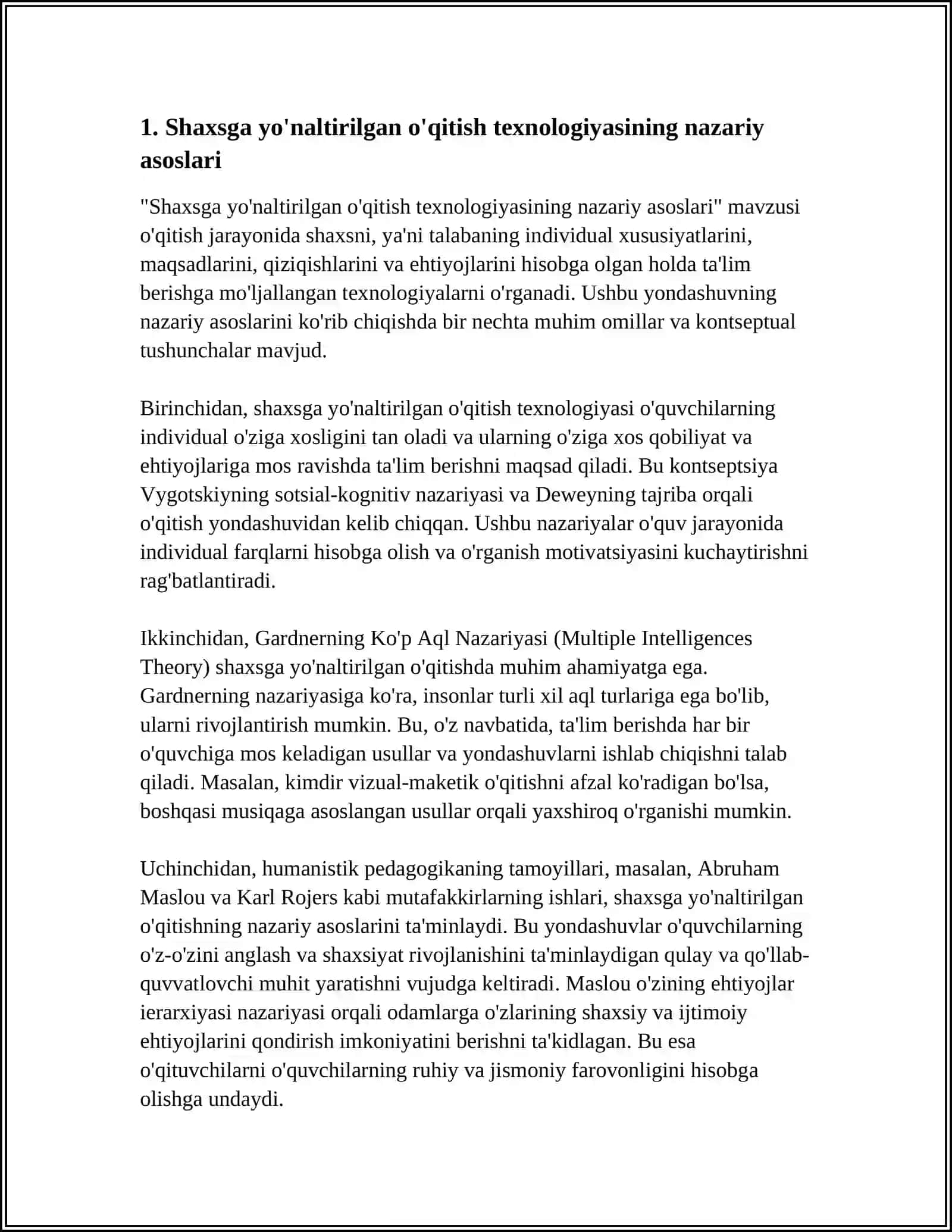 SHAXSGA YO'NALTIRILGAN O'QITISH TEXNALOGIYASI 4