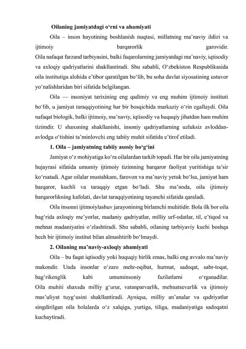 RESPUBLIKAMIZDA OILALAR FAROVONLIGINI TA’MINLASH MAQSADIDA OLIB BORILAYOTGAN ISLOHOTLAR 4