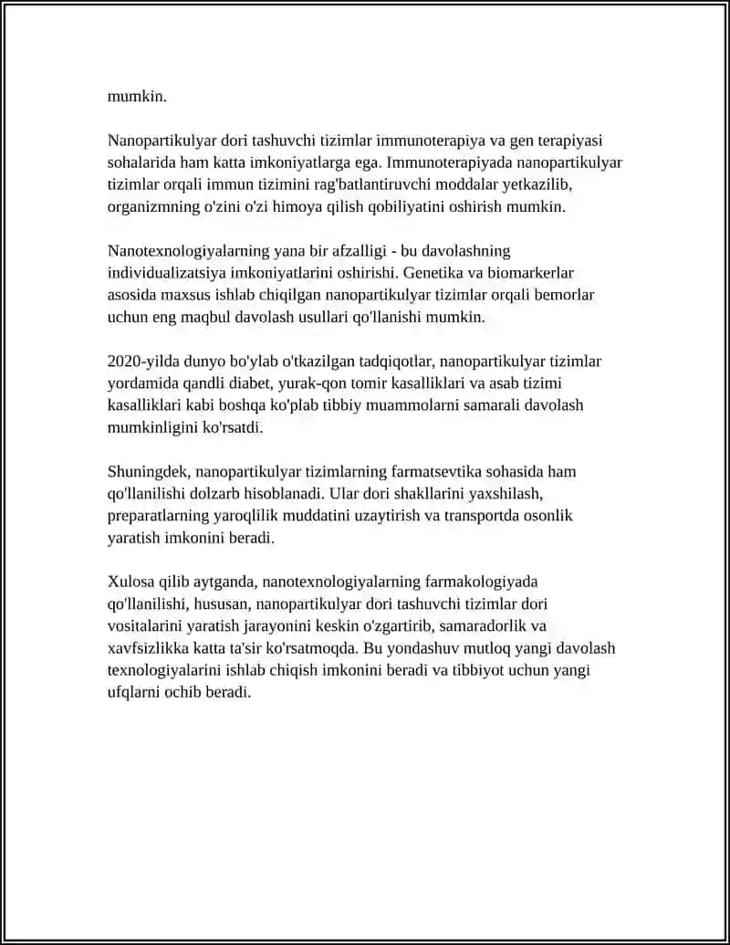 DORI VOSITALARNI YARATISH SOHASIDAGI NANOTEXNALOGIYALAR 4