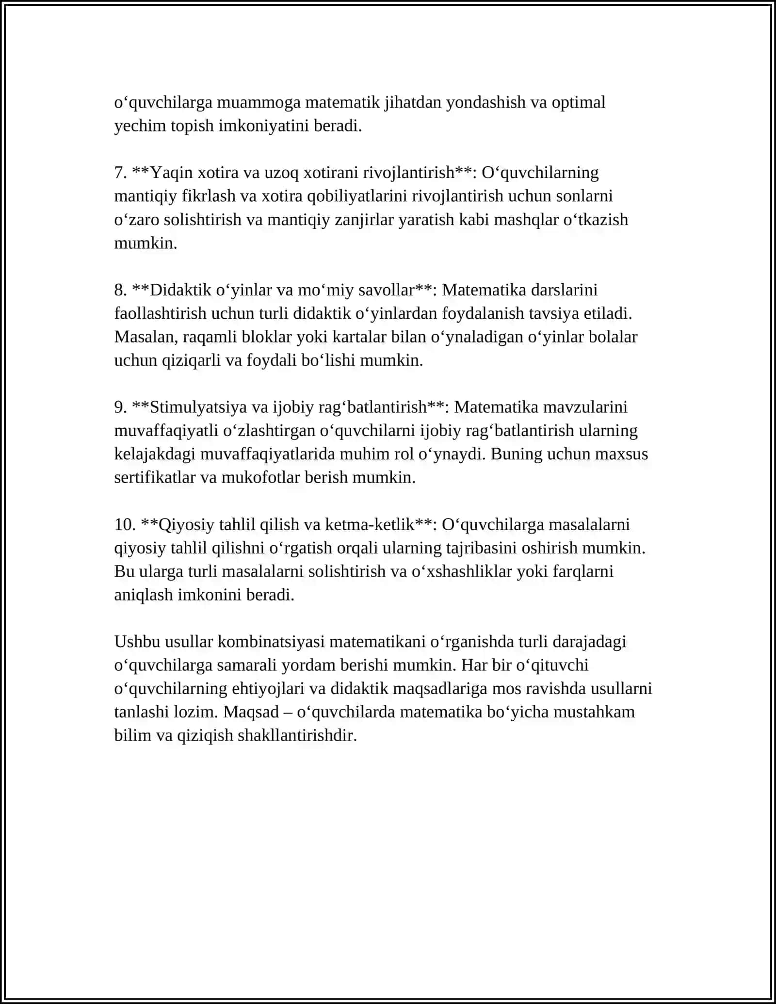 BOSHLANG'ICH SINFLARDA MATEMATIKADAN DTS TAHLILI 4