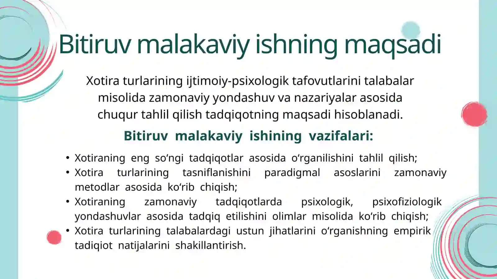 TURLI XOTIRA SHAKLLARINING IJTIMOIY-PSIXOLOGIK TAFOVUTLARI (TURLIYOʻNALISHTALABALARI MISOLIDA) 4