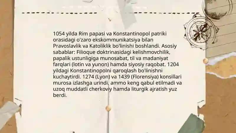 Xristianlikning asosiy oqimlari va ularning o'rtasidagi qarashlar farqi 4