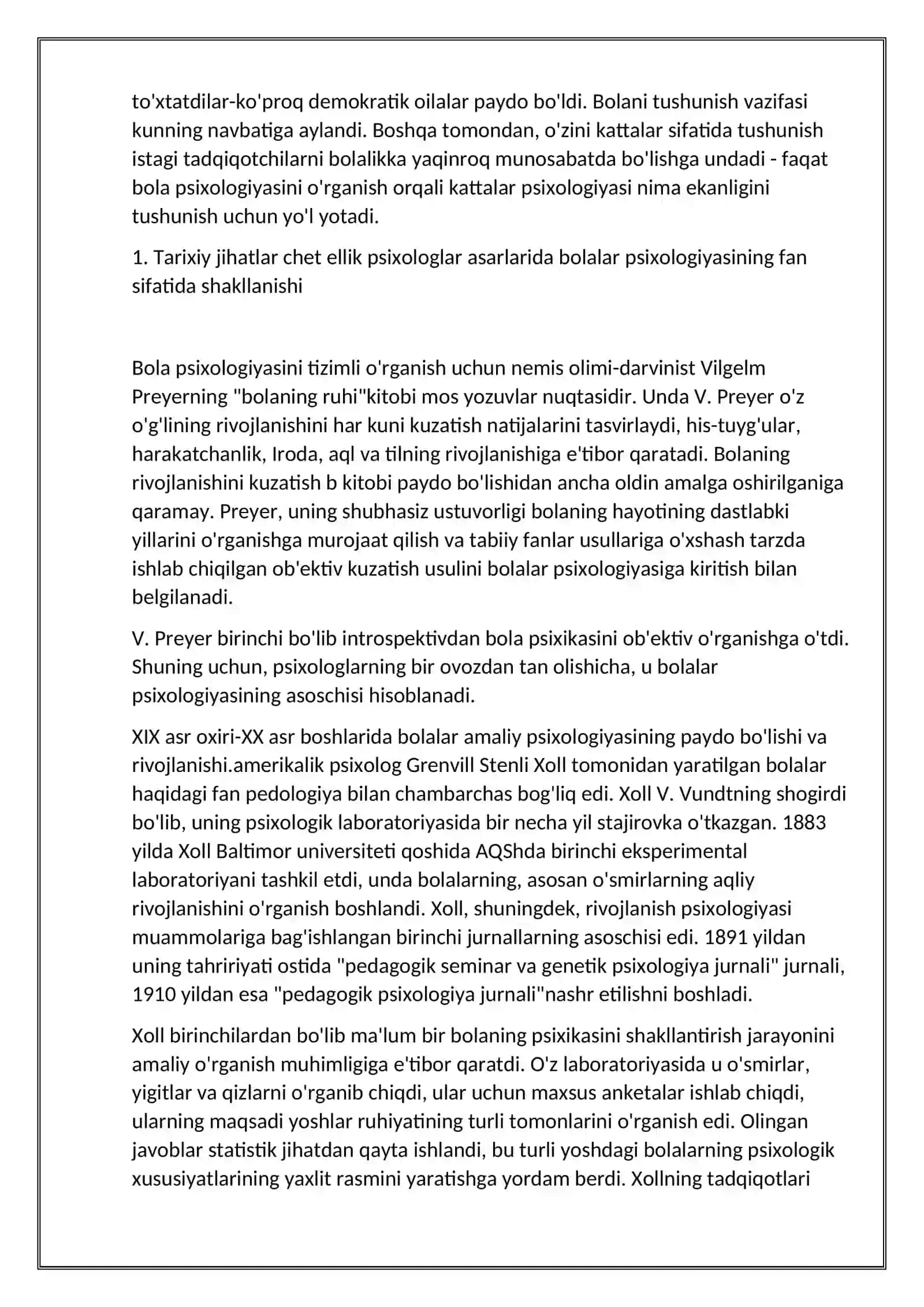 Bolalar psixologiyasi va psixodiagnostikasi fanining rivojlanish tarixi 4