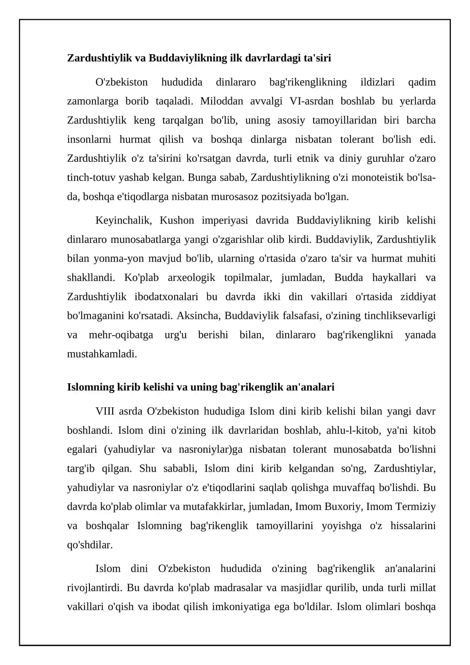 Oʻzbekistonda konfessiyalararo diniy bagʻrikenglikning tarixiy tajribasi 4