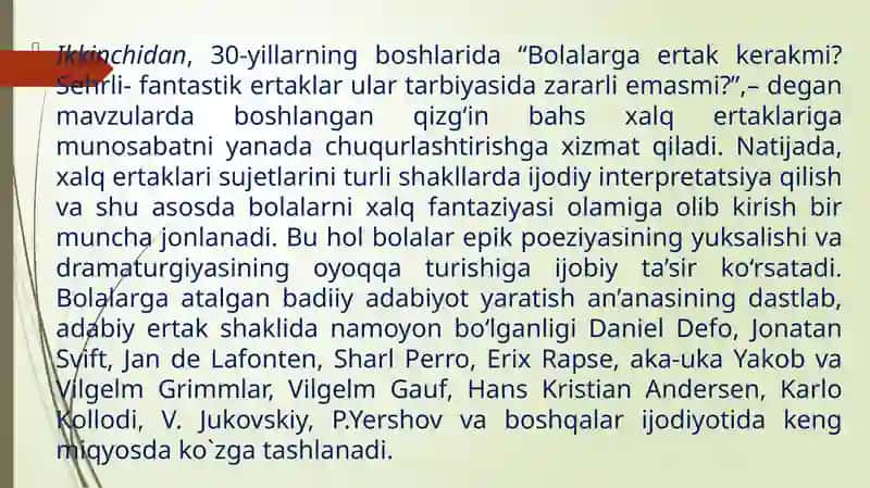 Bolalar adabiyoti o'tgan asrning 30-yillaridan 4