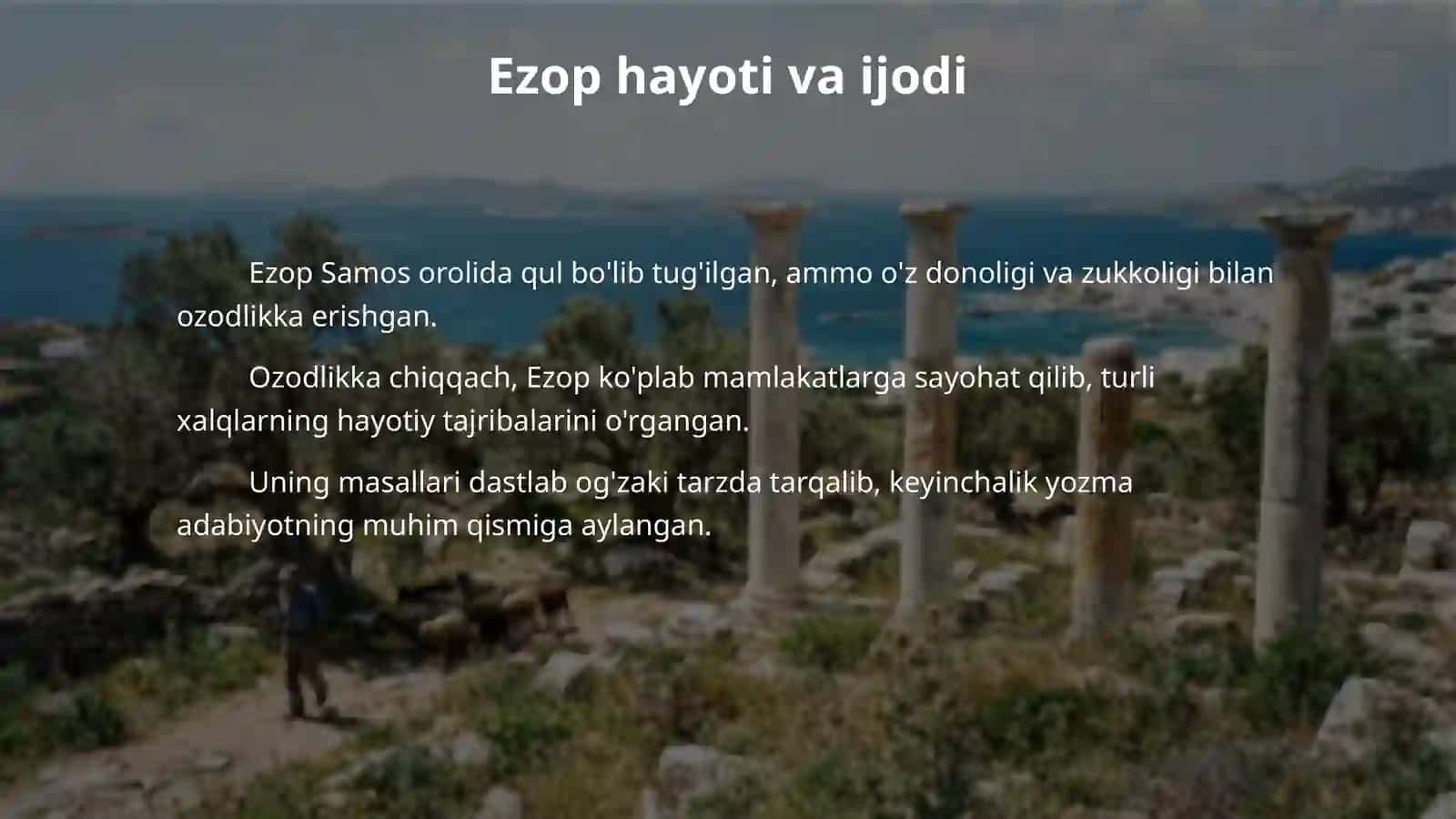 5 sinf Adabiyot fanidan Ezop  masalalari mavzusida 4