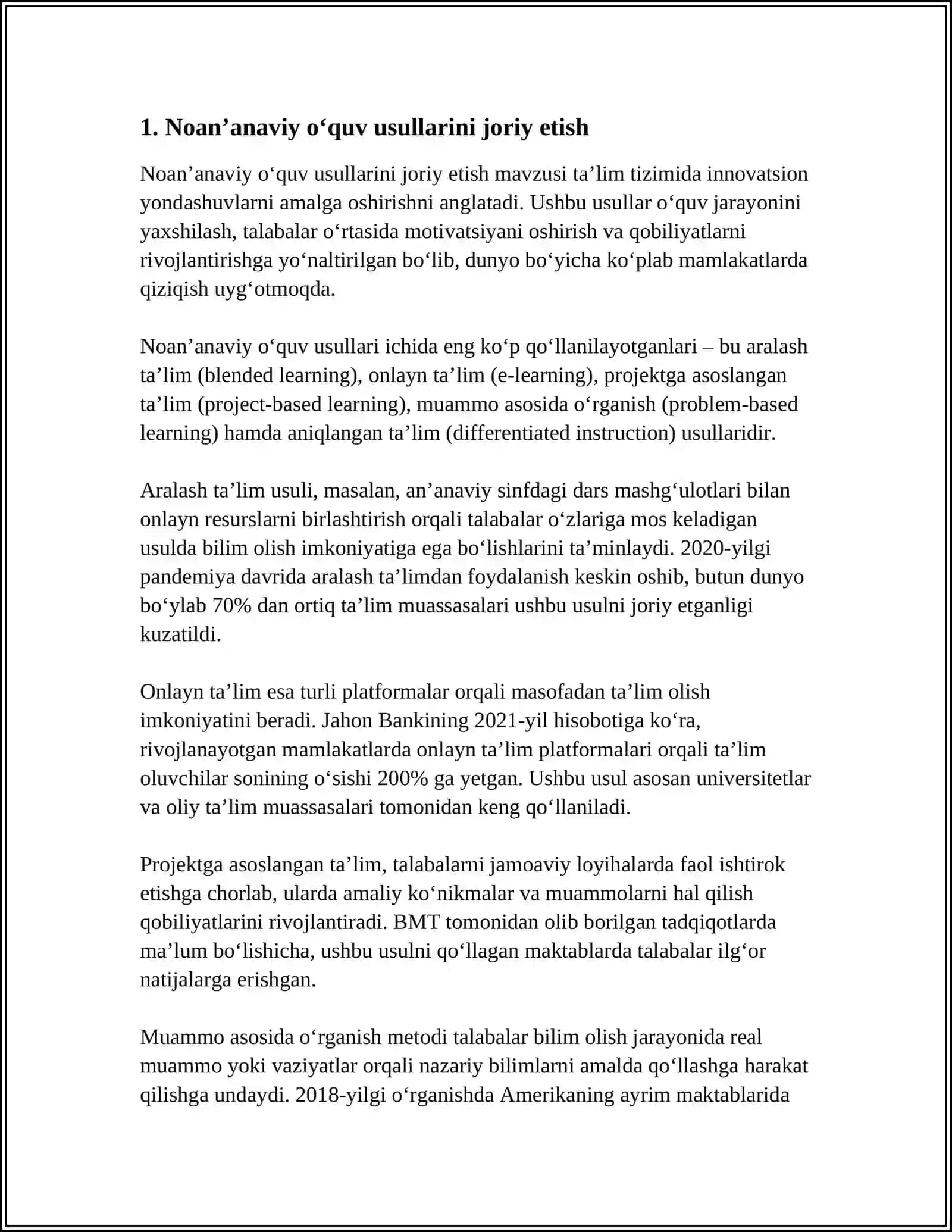 BIOLOGIYA DARSLARIDA NOANʼANAVIY USULLARINI QOʻLLASH METODOLOGIYASI VOSITALARIDAN FOYDALANISH 4