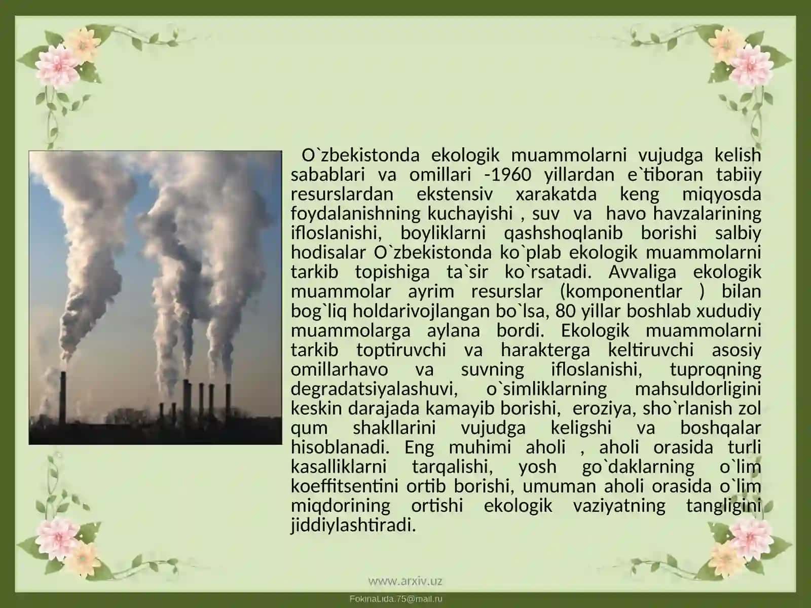 O’zbekistonda ekotizimlar muammolari va ularni bartaraf etish yo’llari 4