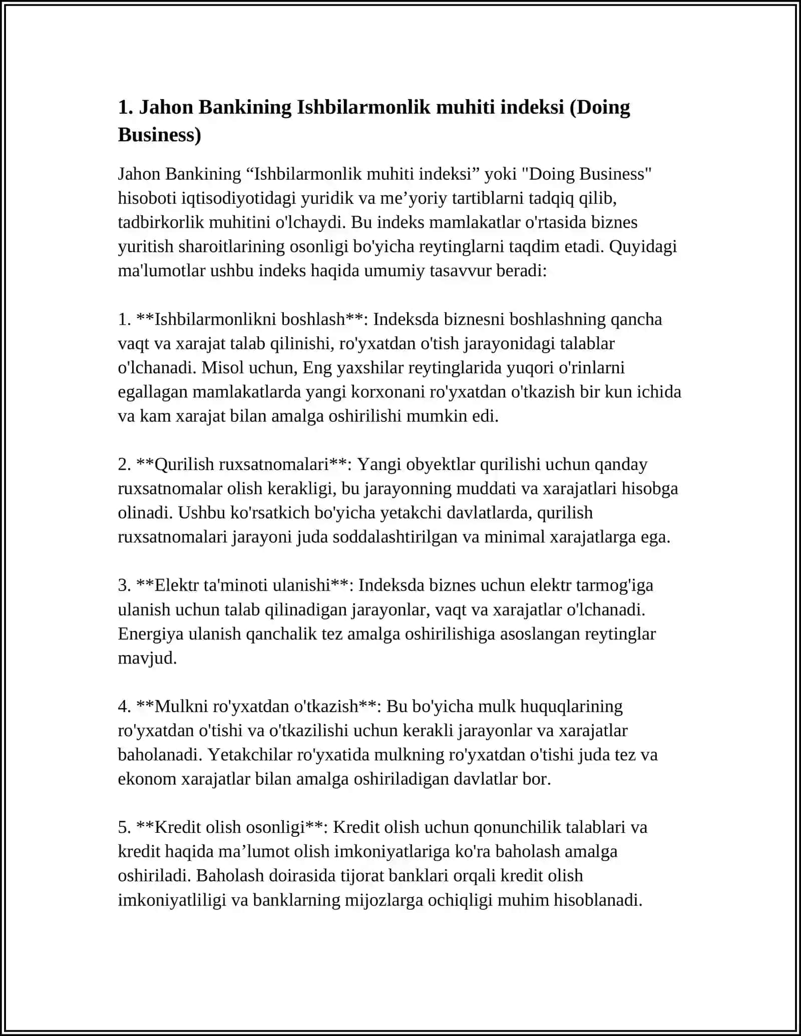 IQTISODIY VA IJTIMOIY SOHADAGI USTUVOR XALQARO REYTINGLAR VA ULARGA OʻZBEKISTONNING INTEGRATSIYALASHUVI 4