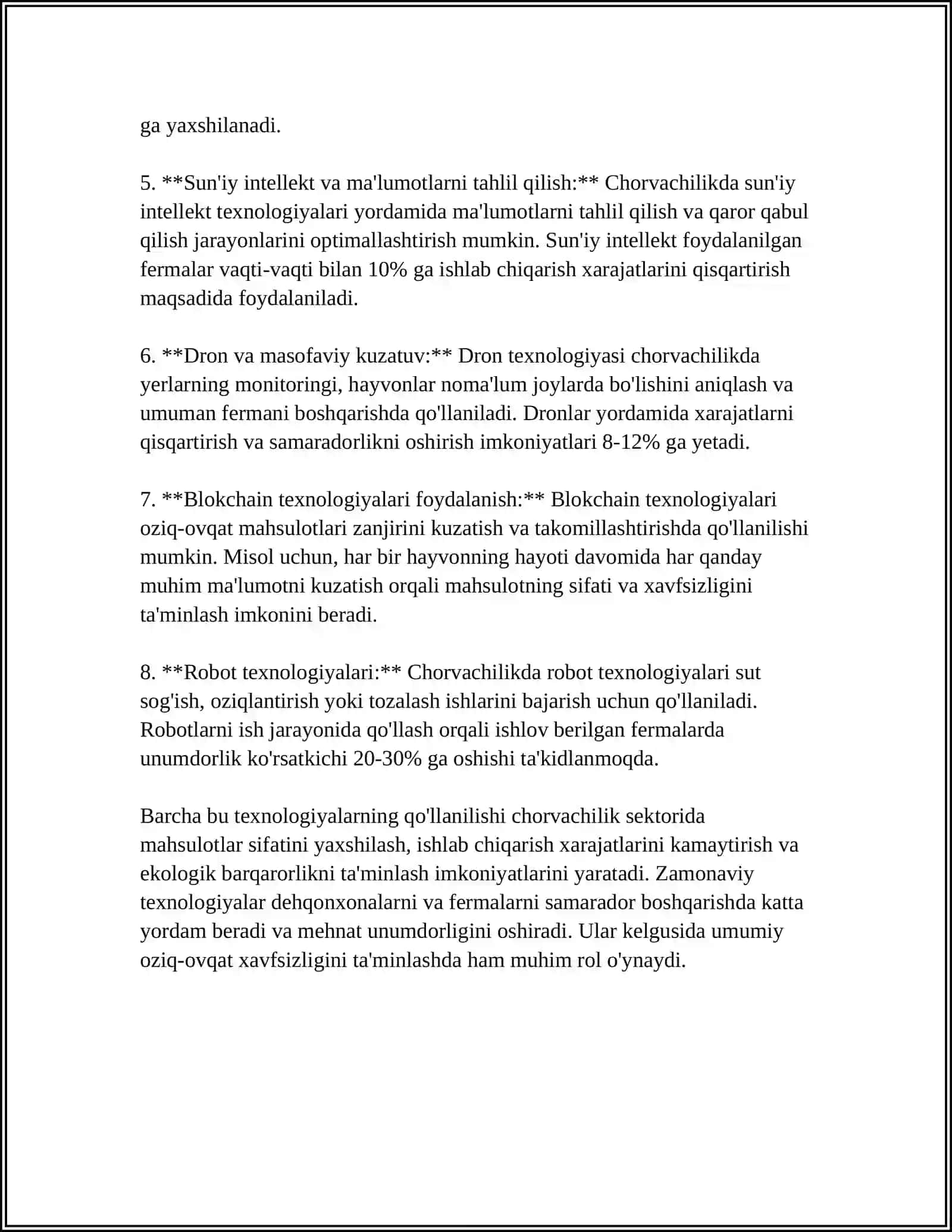 OʻZBEKISTONDA CHORVACHILIKNI RIVOJLANTIRISH ISTIQBOLLARI 2024-2025-o'quv yili 4
