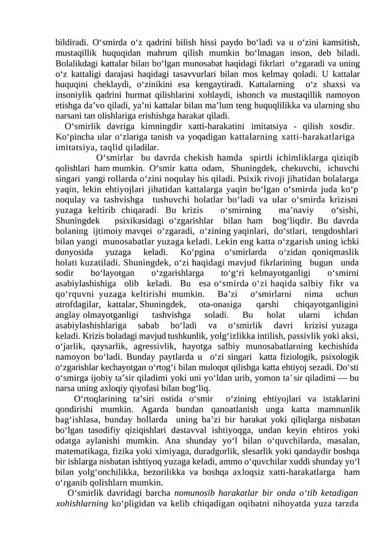 O‘SMIRLIK DAVRIDA PSIXIK RIVOJLANISH XUSUSIYATLARI 4