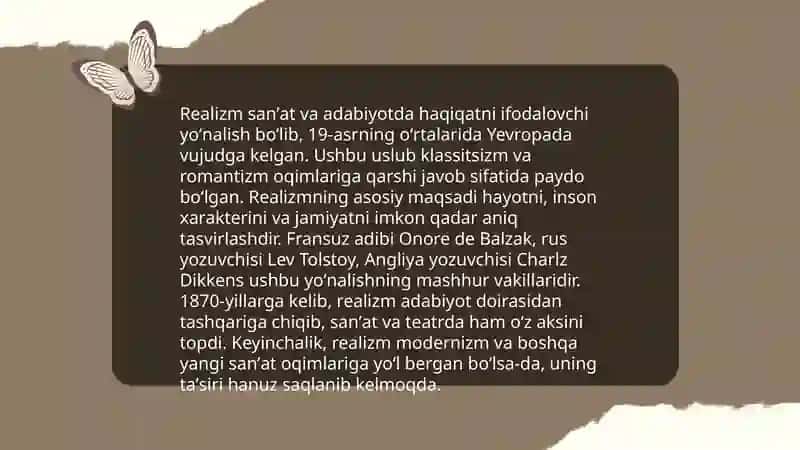 Metod va oqimlar(romantizm,realizm,modernizm) 4
