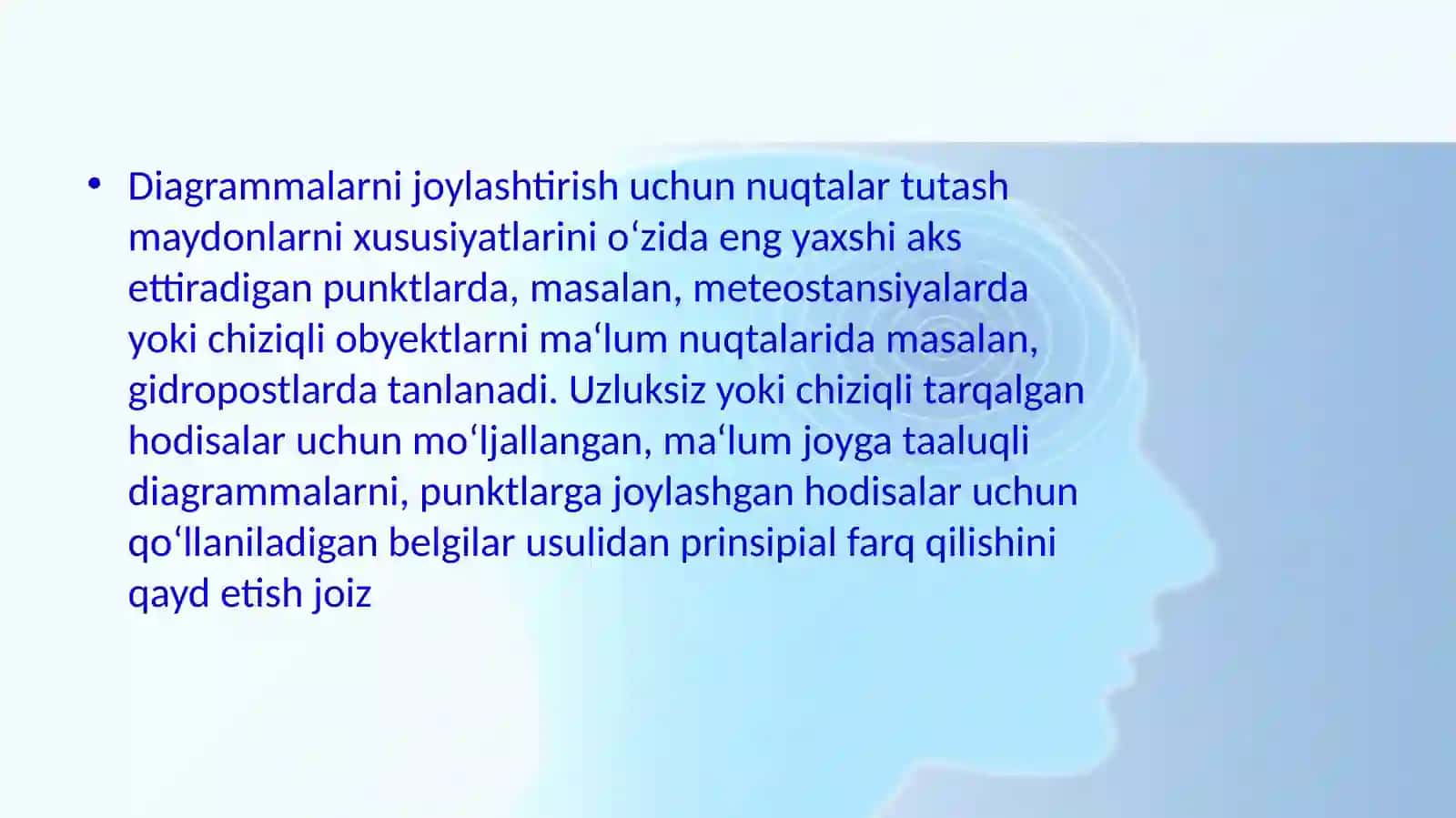 Belgilar usuli. Bir joyga tegishli diagrammalar usuli 4