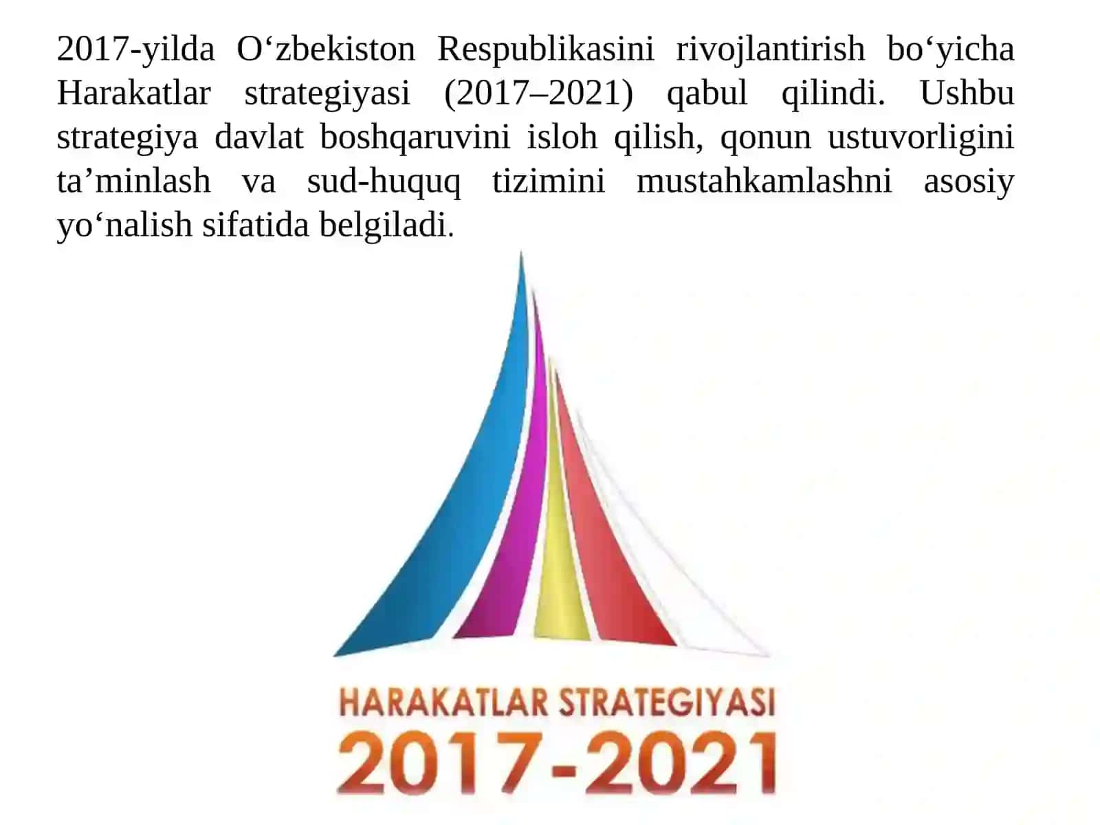 Yangi O'zbekistonda Prezident Sh.M.Mirziyoyev rahbarligida va tashabbusi ostida amalga oshirilayotgan islohotlar 4